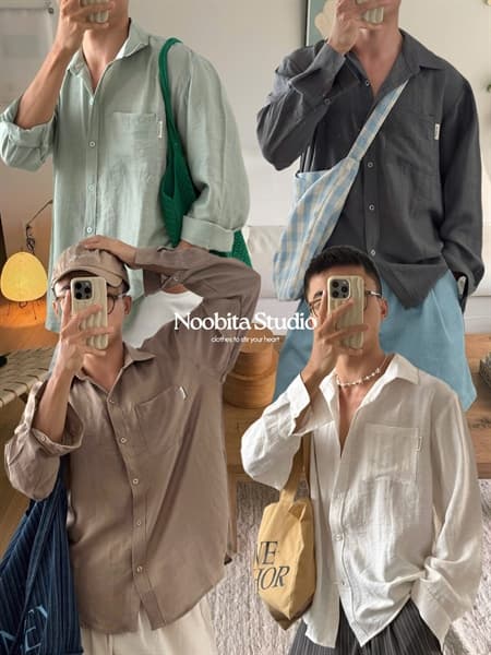 Sơ mi tay dài linen sớ gỗ 8419