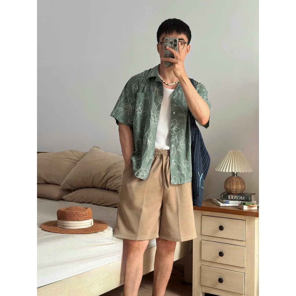 NOOBITA - Sơ mi cuban đi biển hoạ tiết hoa 8326