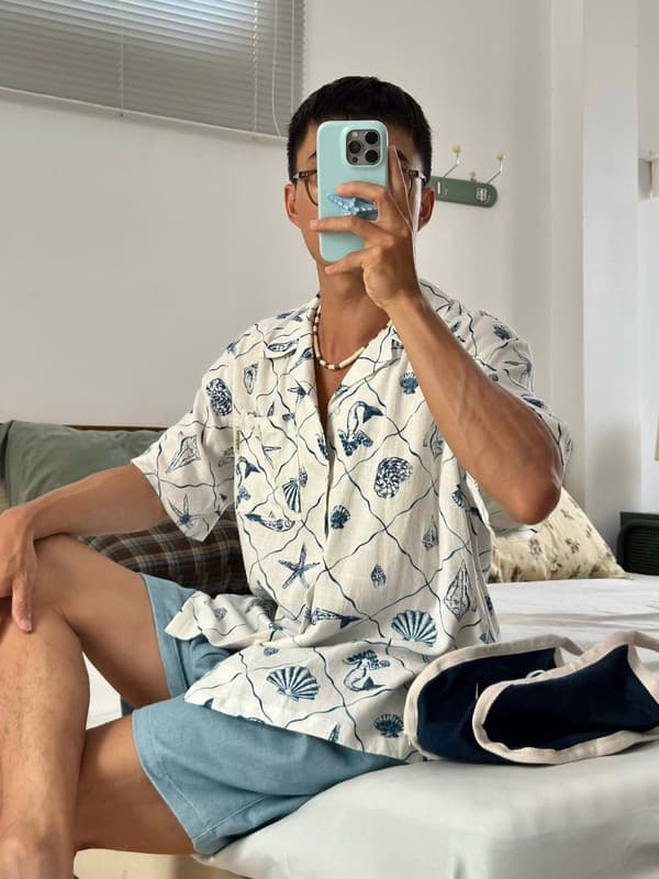 Sơ mi họa tiết đi biển 8381
