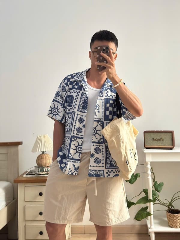 Sơ mi tay ngằn họa tiết 8354