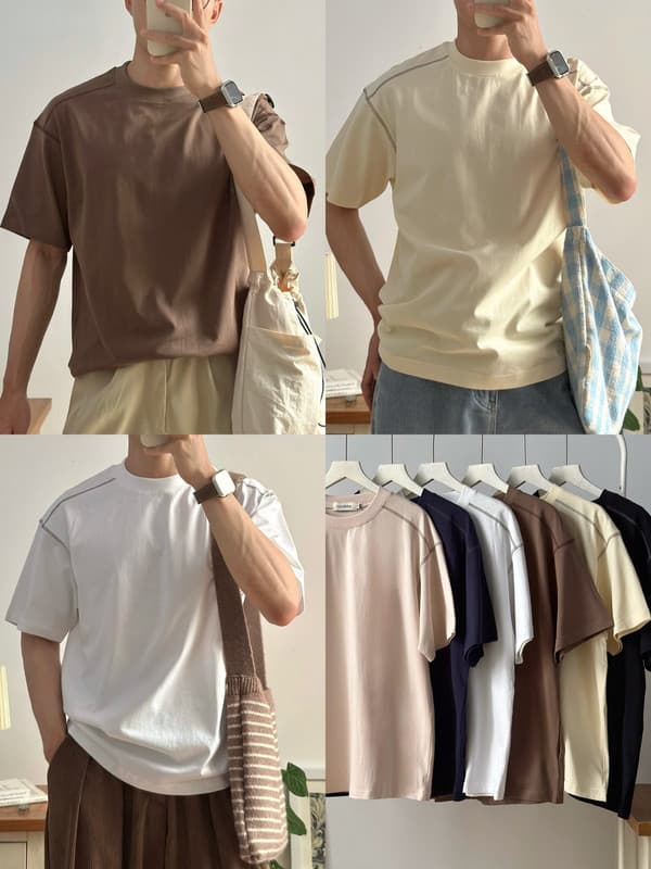 Áo thun tay ngắn viền chỉ nổi 8287